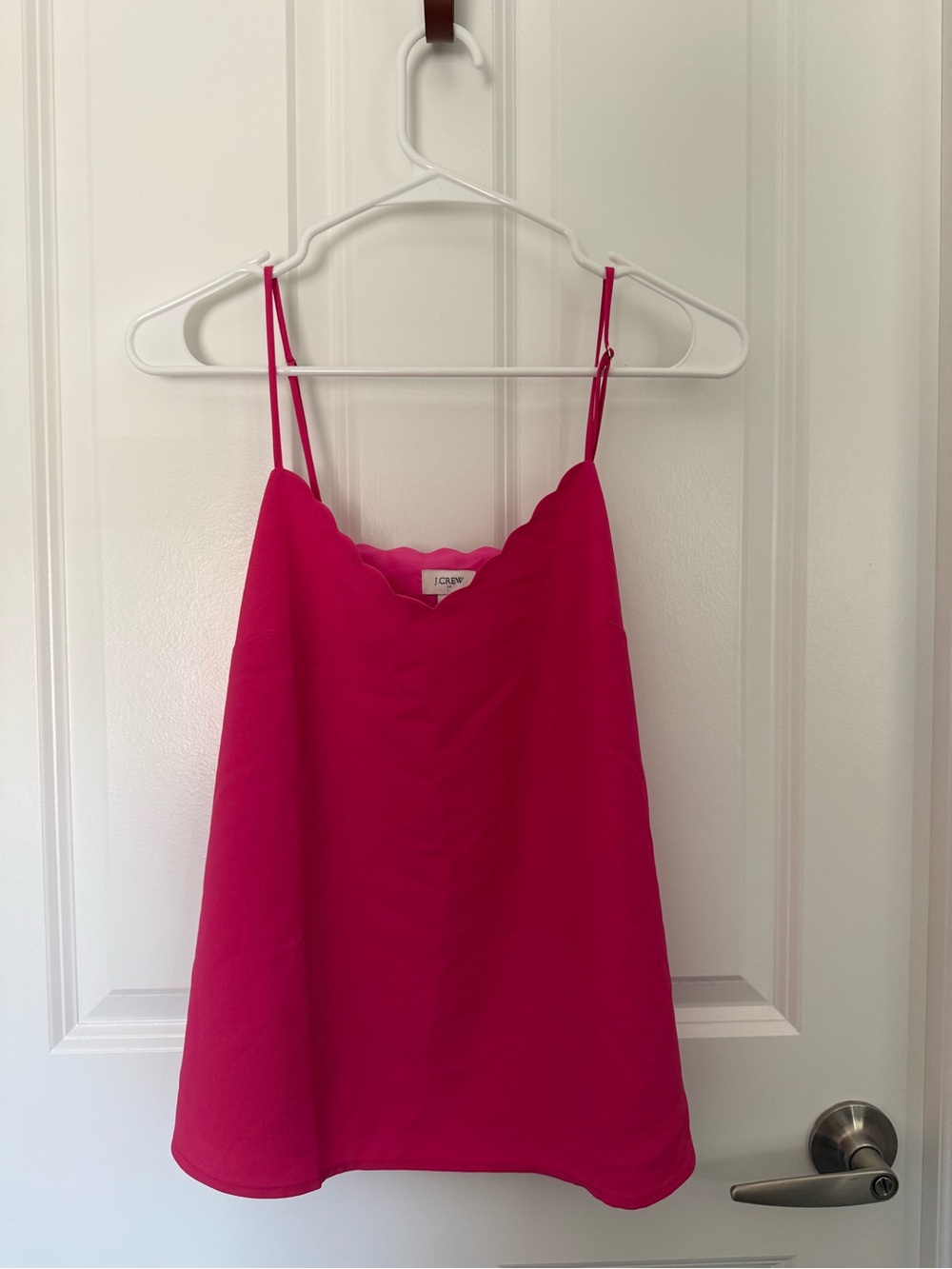 J. Crew Scallop-Edge Spaghetti Strap Camisole in Hot Pink